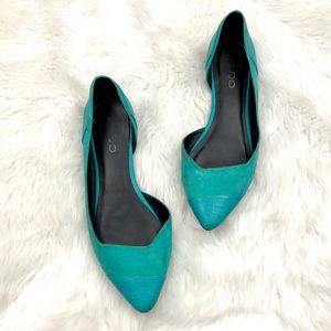 ⛱ Aldo Turquoise Pointed Toe D'orsay Flats